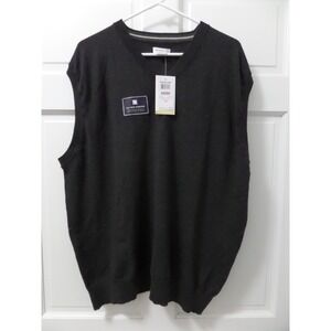 Men's XXL Haggar Sleeveless V-Neck Sweater Charcoal Black